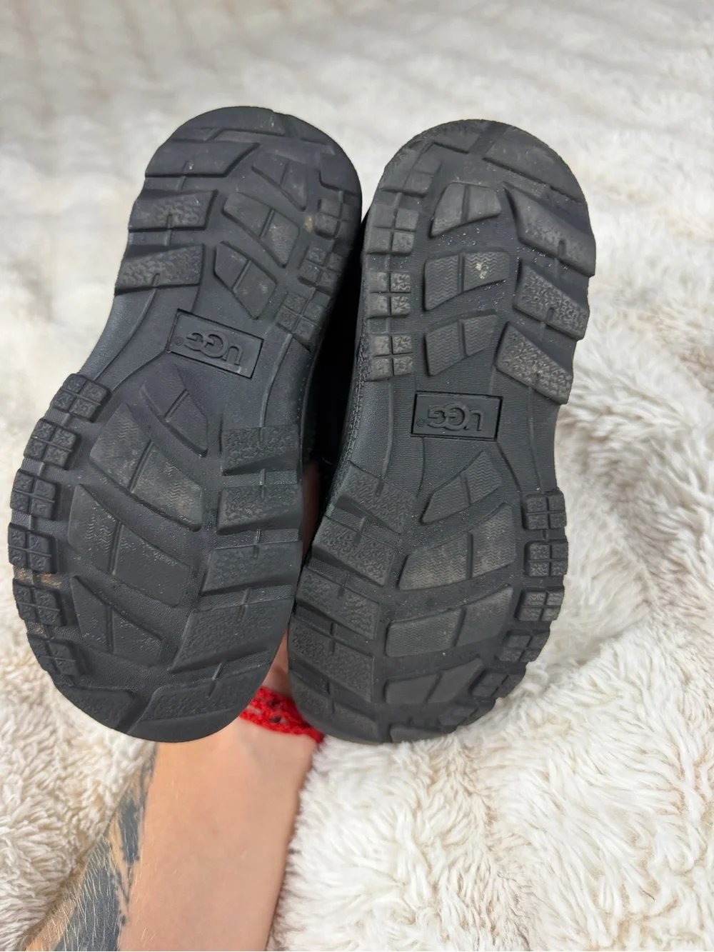 UGG Kids Black Lace-Up Winter Boots with Shearling Cuff